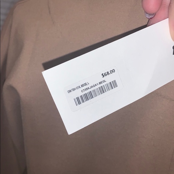 OAK + FORT Camel heavyweight v neck shirt. - Picture 6 of 6